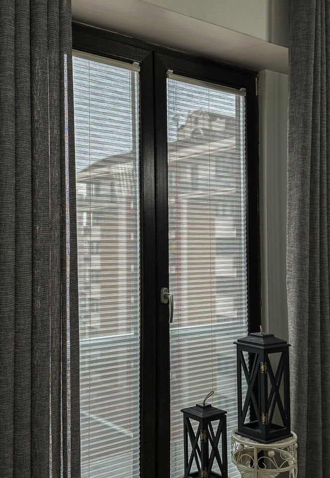 Natural Serisi Ekru Çizgili Tül Perde