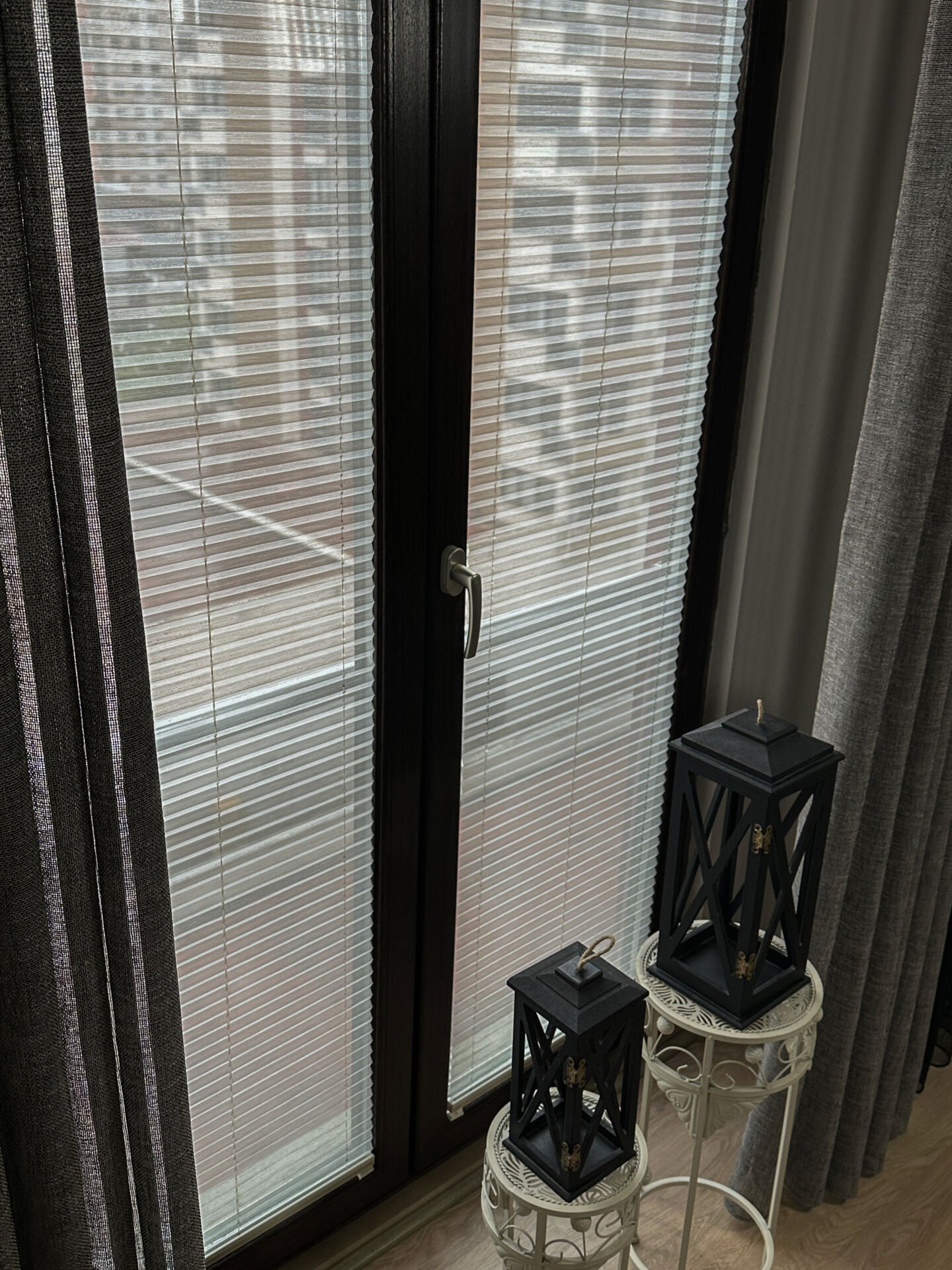 Natural Serisi Ekru Çizgili Tül Perde