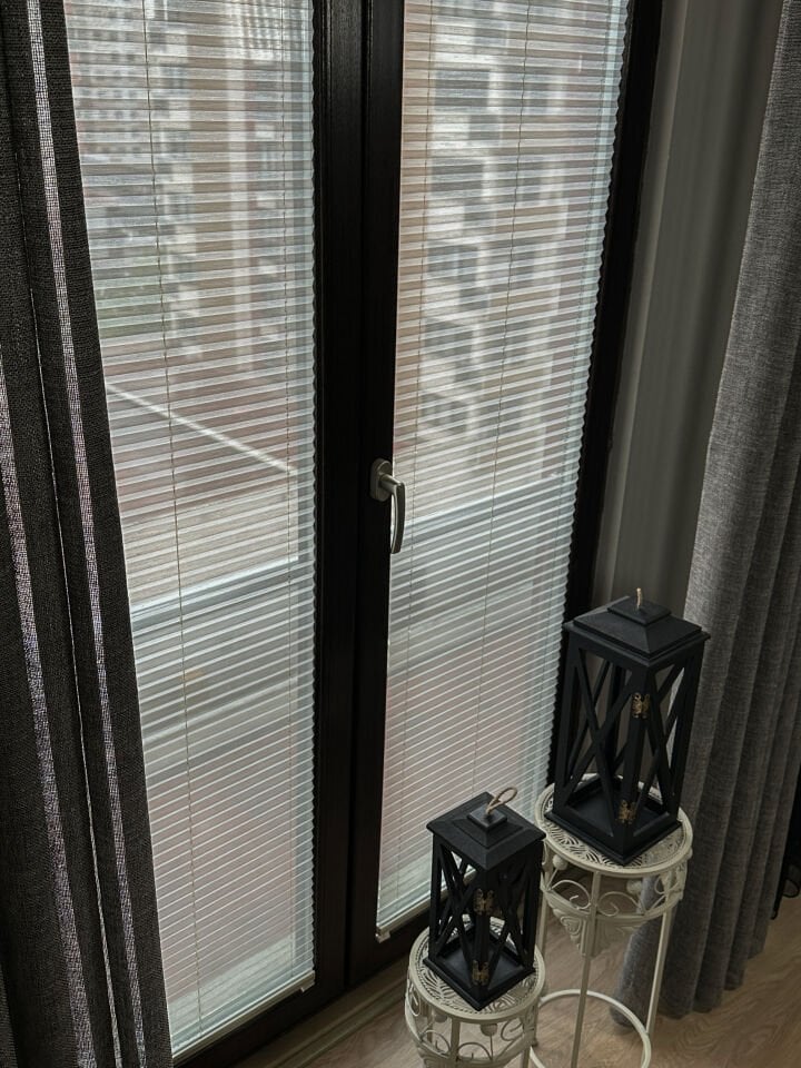 Natural Serisi Ekru Çizgili Tül Perde