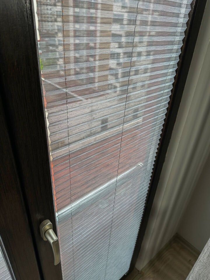 Natural Serisi Gri Çizgili Tül Perde