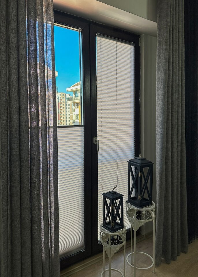 Troya Serisi Gri Plise Perde