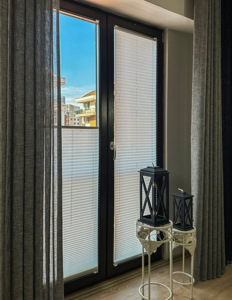 Perla Serisi Beyaz Plise Perde