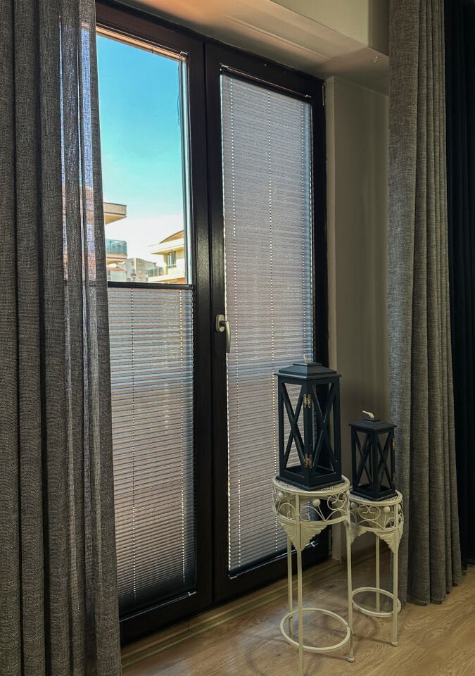 Perla Serisi Antrasit Plise Perde