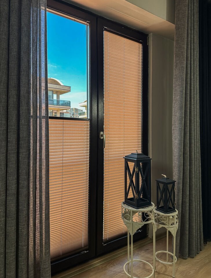 Perla Serisi Kahverengi Plise Perde