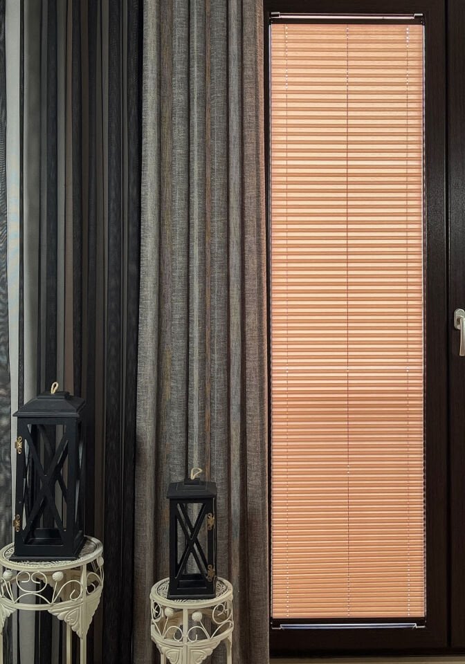 Perla Serisi Kahverengi Plise Perde