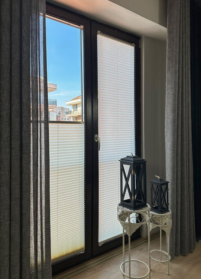 Perla Serisi Ekru Plise Perde