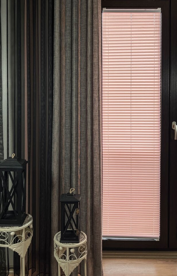 Perla Serisi Pudra Pembe Plise Perde