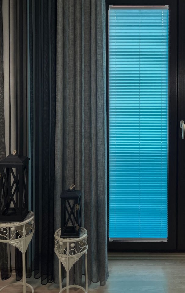 Perla Serisi Mavi Plise Perde